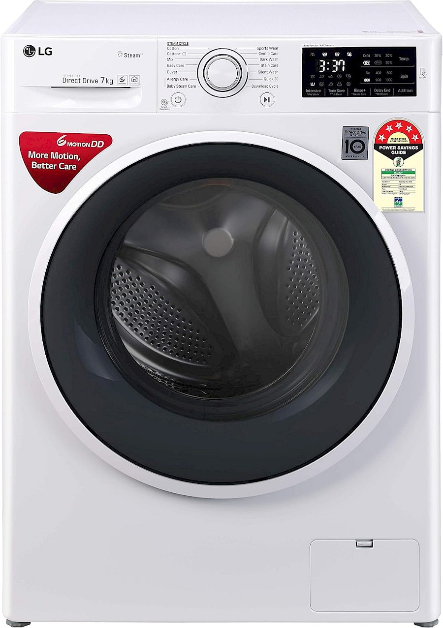LG 7 kg 5 Star Inverter Touch Front Load Washing Machine (FHT1007ZNW, White)