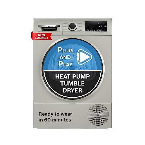Bosch 10 kg Heat Pump Tumble Dryer (WQG2520XIN, Silver Inox)