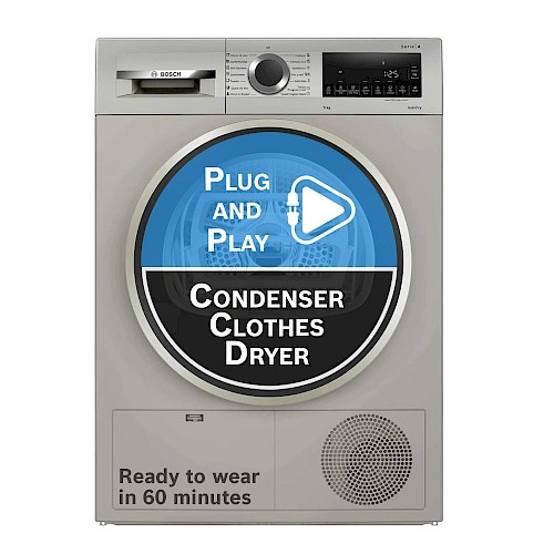Bosch 9 kg Condenser Tumble Dryer (WPG24108IN, Silver Inox)