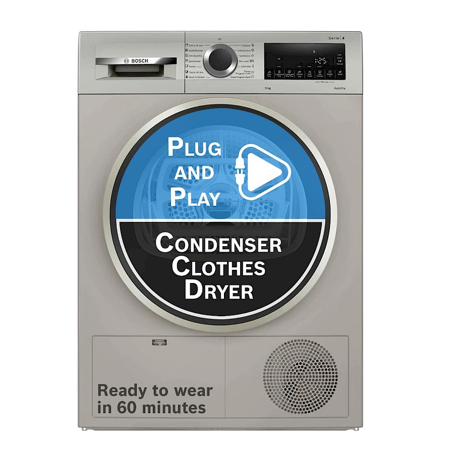 Bosch 9 kg Condenser Tumble Dryer (WPG24108IN, Silver Inox)