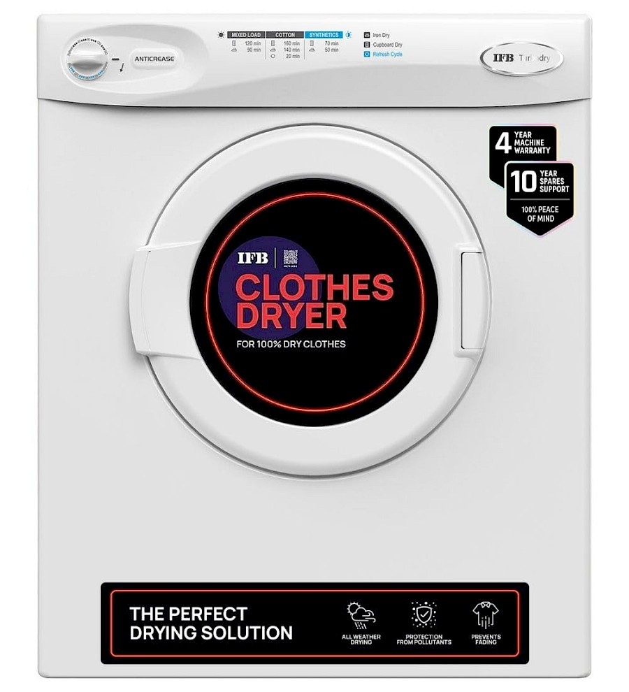 IFB 5.5 kg Wall-Mountable Front Load Clothes Dryer (Turbo Dry, White)